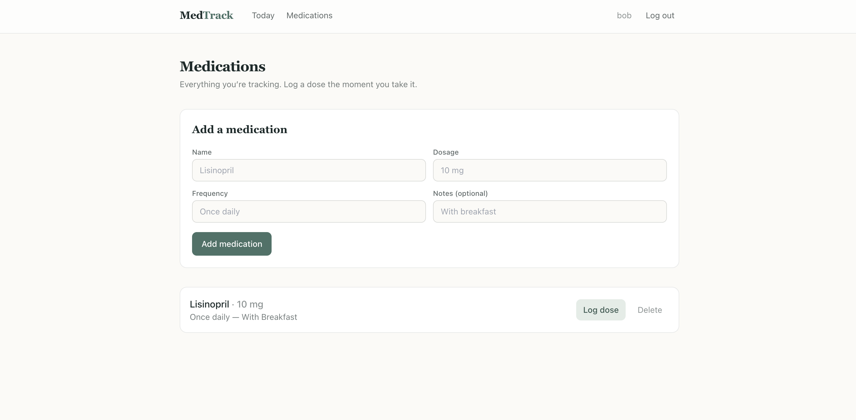 MedTrack app screenshot